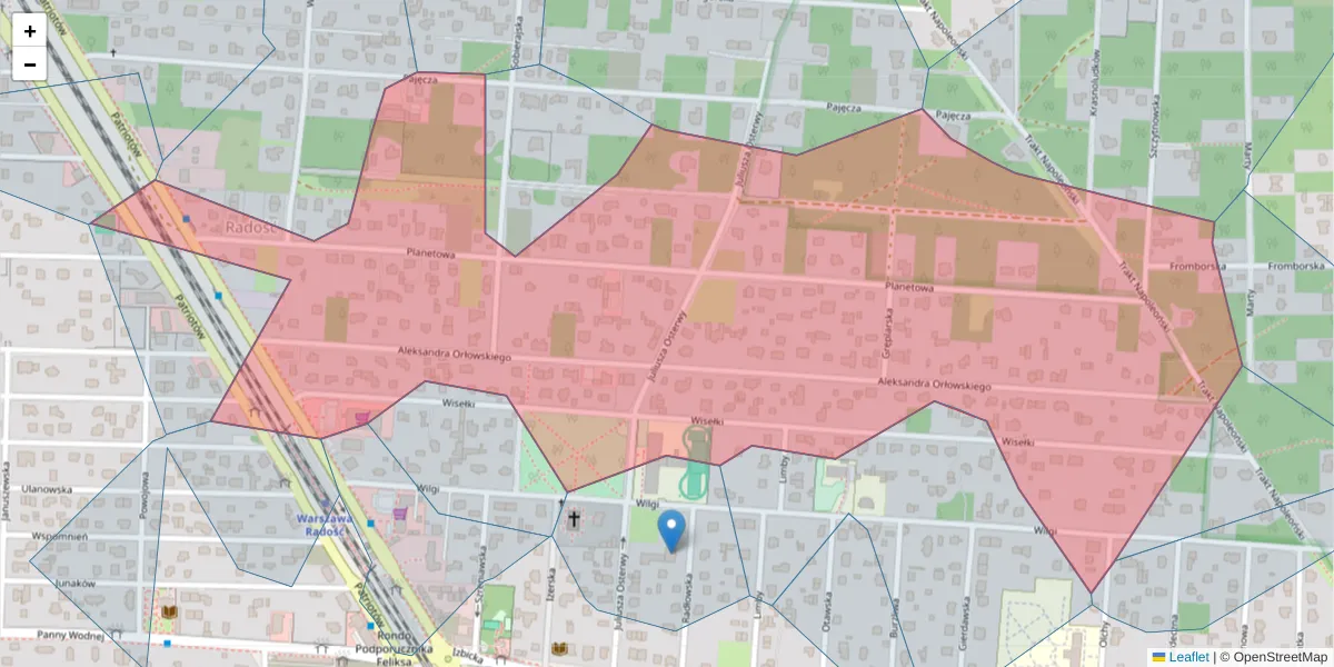 Szczegółowa mapa kodu pocztowego 04-830 z granicami, sąsiednimi kodami pocztowymi i urzędami pocztowymi