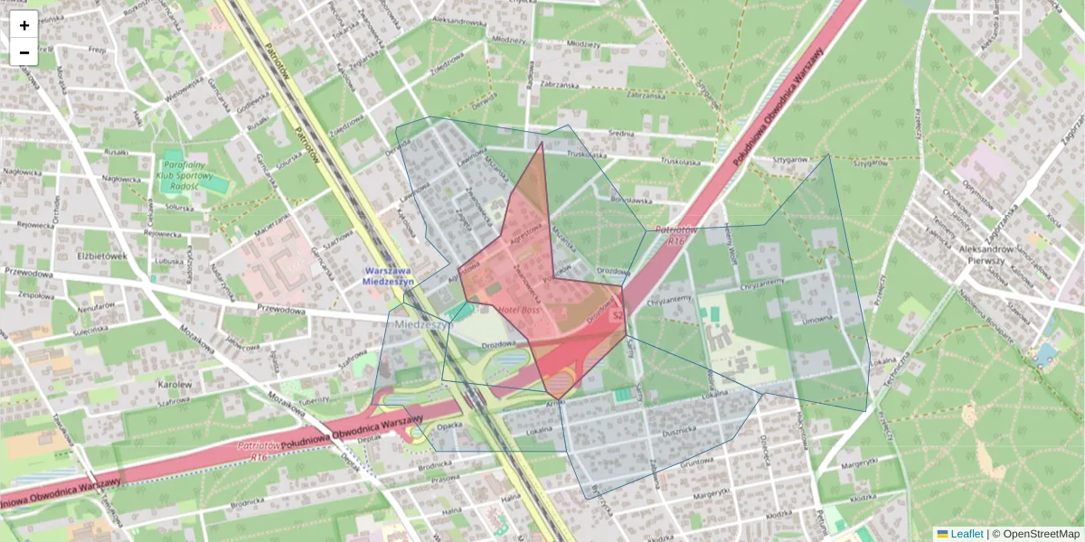 Szczegółowa mapa kodu pocztowego 04-849 z granicami, sąsiednimi kodami pocztowymi i urzędami pocztowymi
