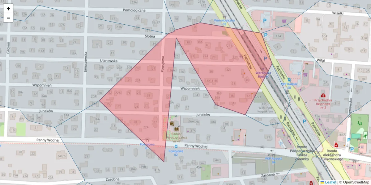 Szczegółowa mapa kodu pocztowego 04-860 z granicami, sąsiednimi kodami pocztowymi i urzędami pocztowymi