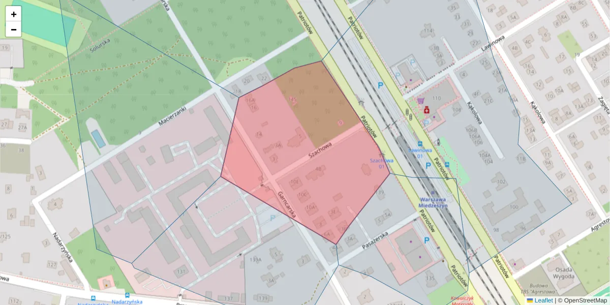 Szczegółowa mapa kodu pocztowego 04-894 z granicami, sąsiednimi kodami pocztowymi i urzędami pocztowymi