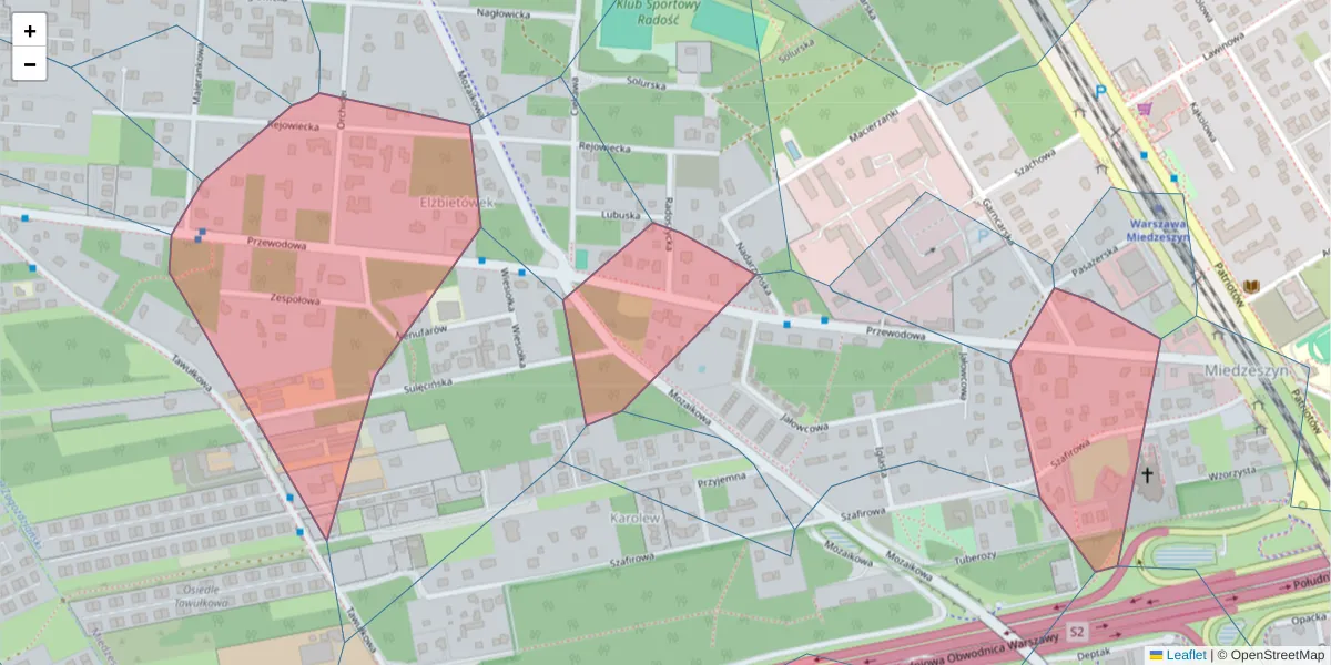 Szczegółowa mapa kodu pocztowego 04-895 z granicami, sąsiednimi kodami pocztowymi i urzędami pocztowymi