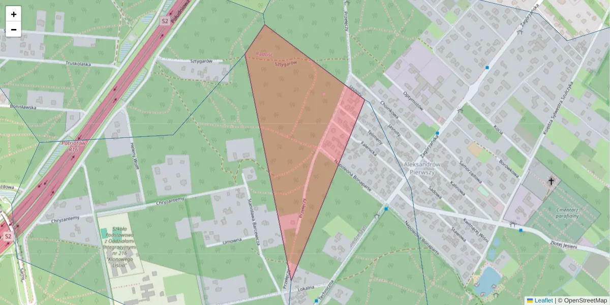 Szczegółowa mapa kodu pocztowego 04-909 z granicami, sąsiednimi kodami pocztowymi i urzędami pocztowymi