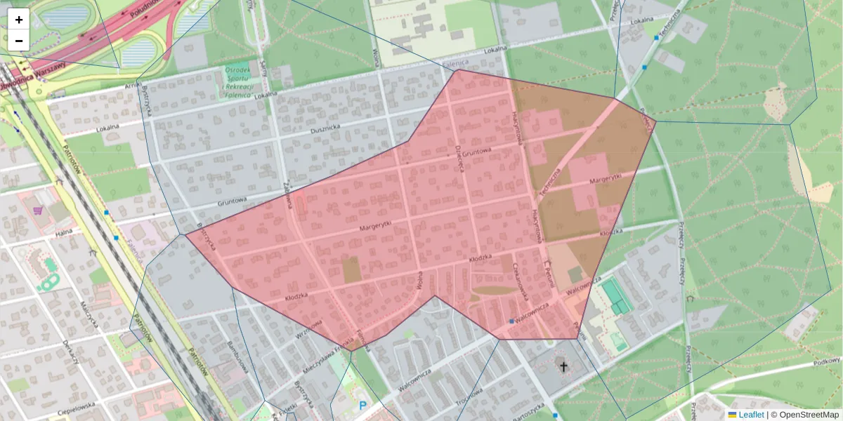 Szczegółowa mapa kodu pocztowego 04-913 z granicami, sąsiednimi kodami pocztowymi i urzędami pocztowymi