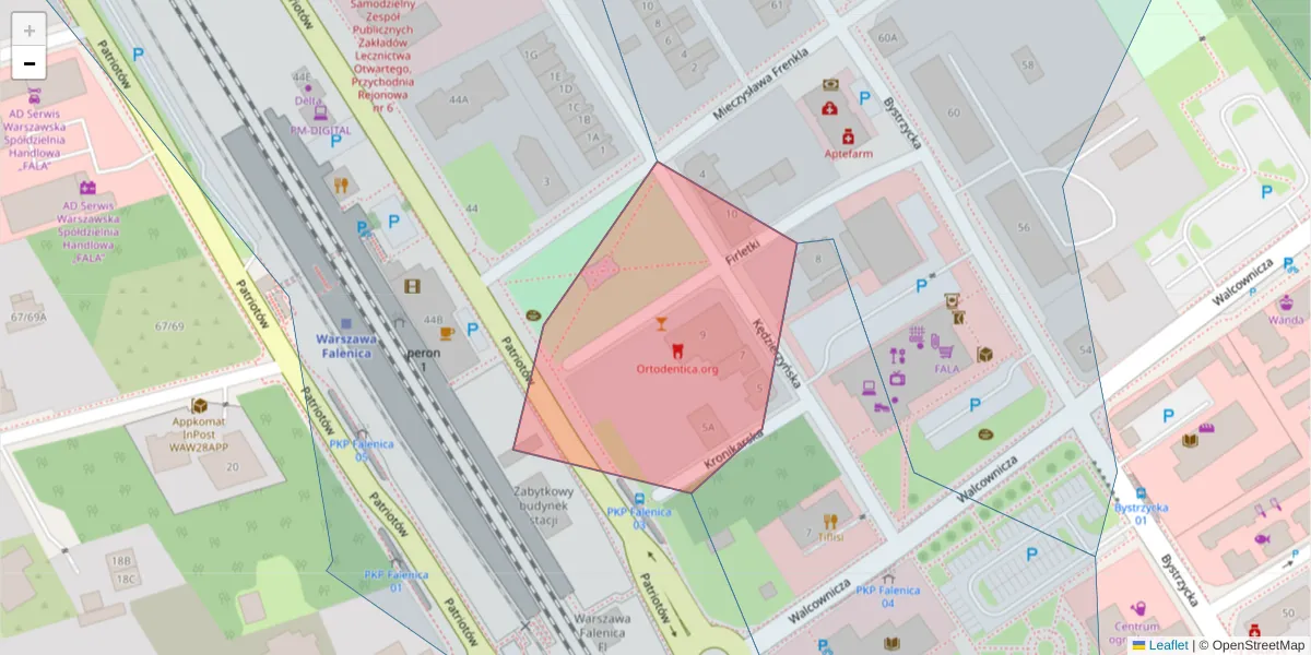 Szczegółowa mapa kodu pocztowego 04-915 z granicami, sąsiednimi kodami pocztowymi i urzędami pocztowymi