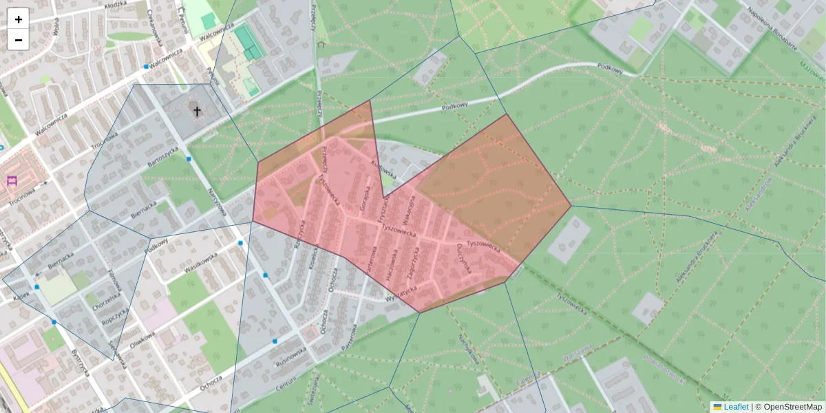 Szczegółowa mapa kodu pocztowego 04-941 z granicami, sąsiednimi kodami pocztowymi i urzędami pocztowymi