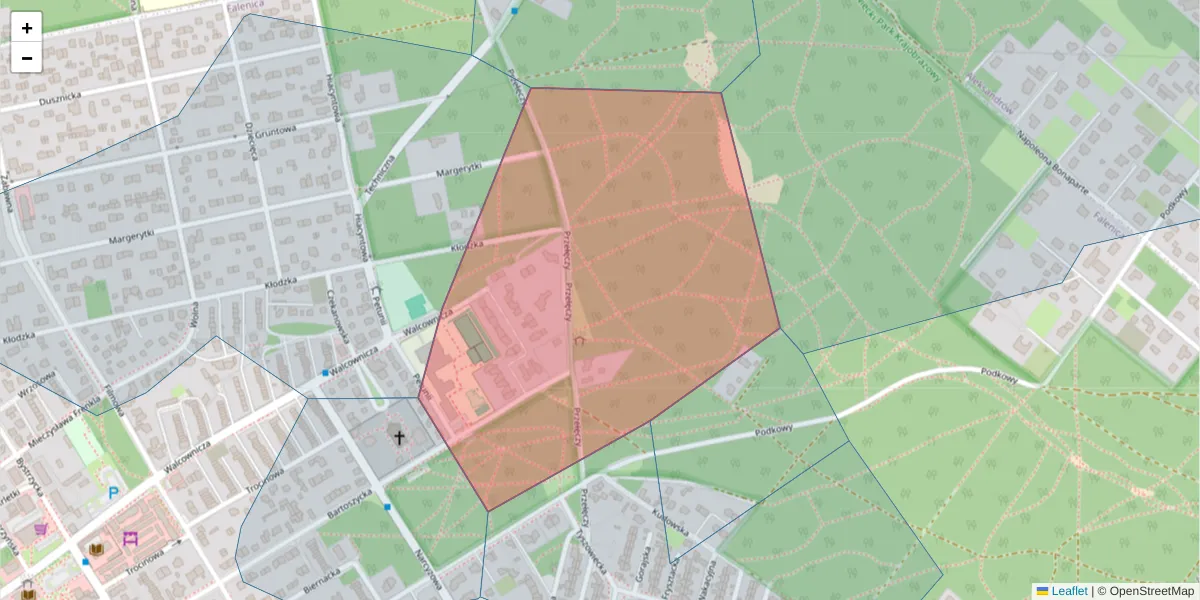 Szczegółowa mapa kodu pocztowego 04-943 z granicami, sąsiednimi kodami pocztowymi i urzędami pocztowymi