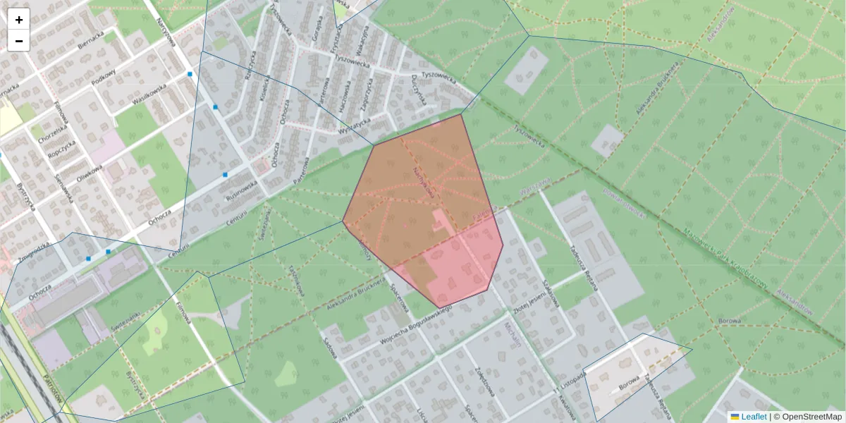 Szczegółowa mapa kodu pocztowego 04-949 z granicami, sąsiednimi kodami pocztowymi i urzędami pocztowymi