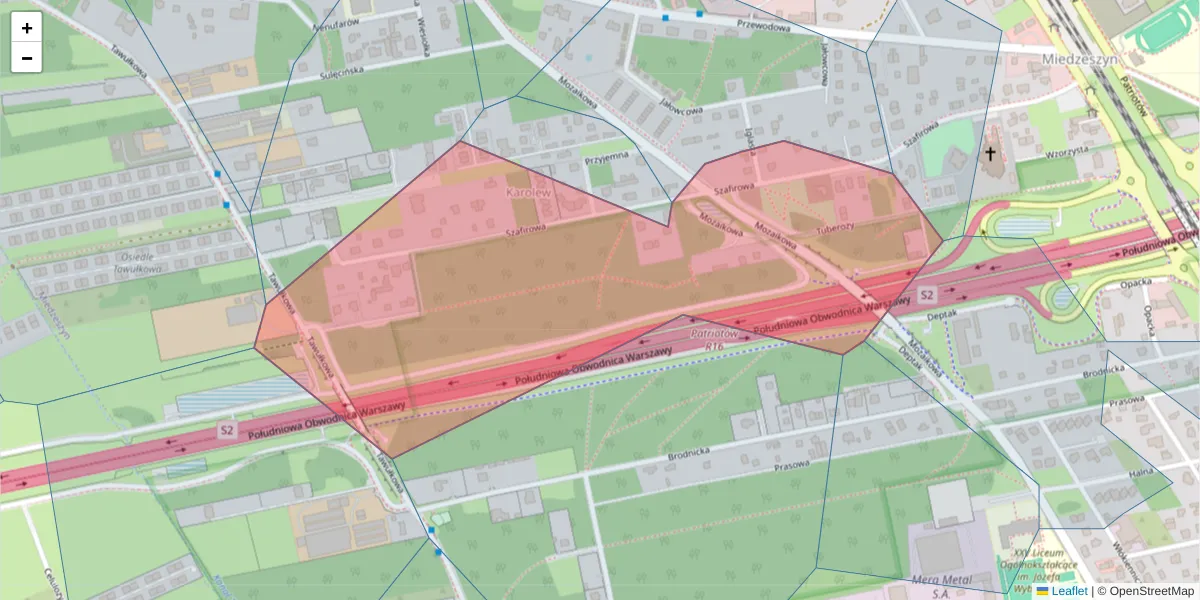 Szczegółowa mapa kodu pocztowego 04-954 z granicami, sąsiednimi kodami pocztowymi i urzędami pocztowymi