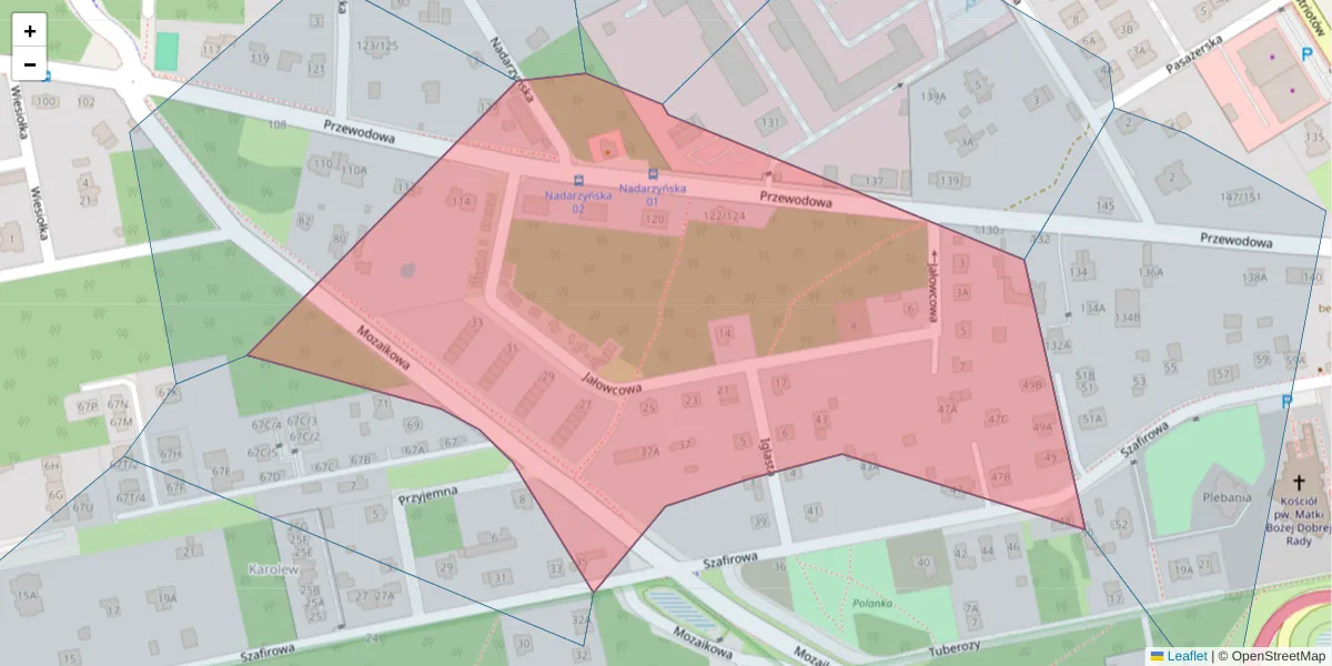 Szczegółowa mapa kodu pocztowego 04-955 z granicami, sąsiednimi kodami pocztowymi i urzędami pocztowymi