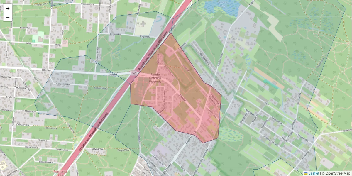 Szczegółowa mapa kodu pocztowego 04-957 z granicami, sąsiednimi kodami pocztowymi i urzędami pocztowymi