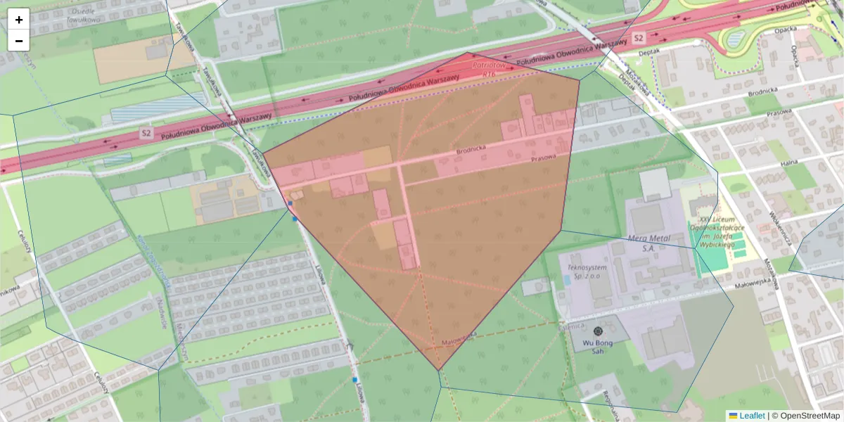 Szczegółowa mapa kodu pocztowego 04-960 z granicami, sąsiednimi kodami pocztowymi i urzędami pocztowymi