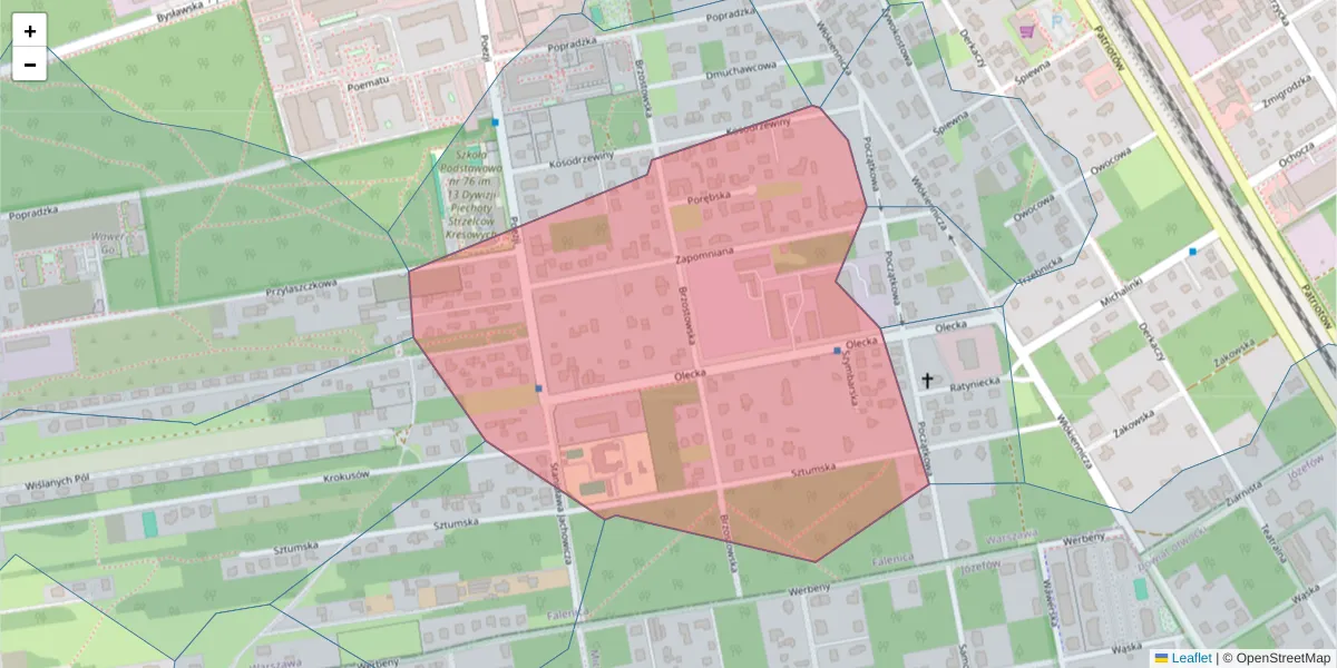 Szczegółowa mapa kodu pocztowego 04-980 z granicami, sąsiednimi kodami pocztowymi i urzędami pocztowymi