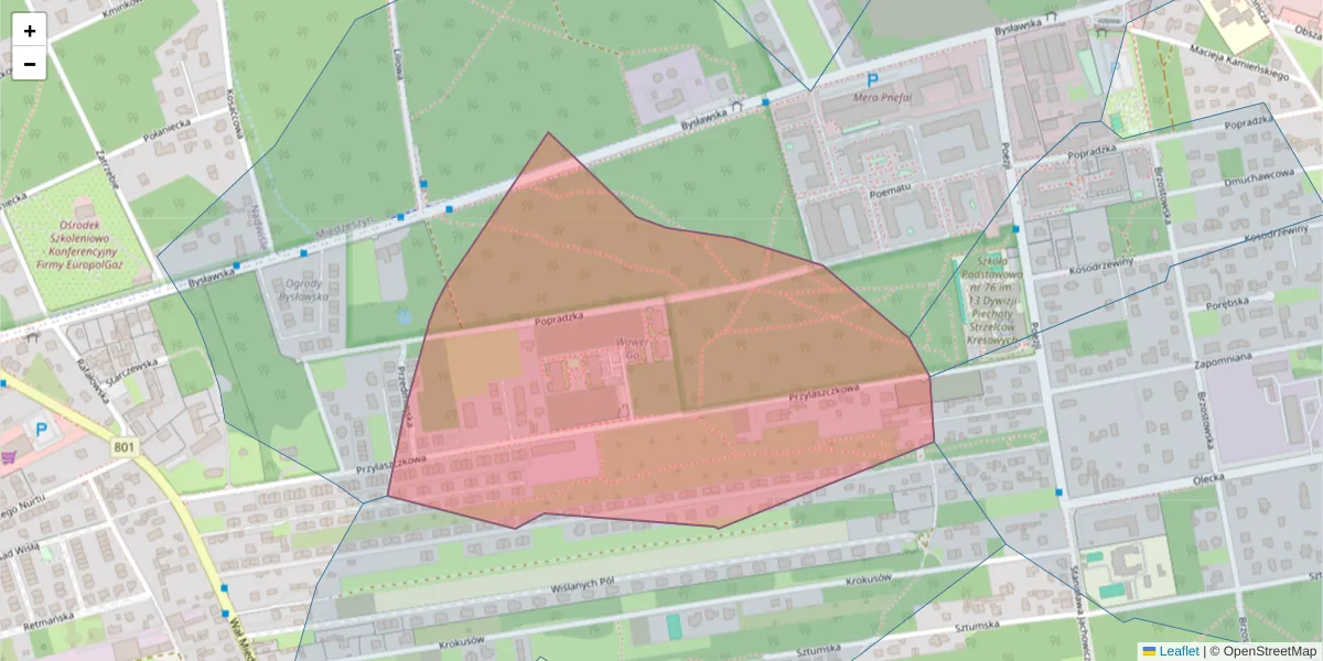 Szczegółowa mapa kodu pocztowego 04-994 z granicami, sąsiednimi kodami pocztowymi i urzędami pocztowymi