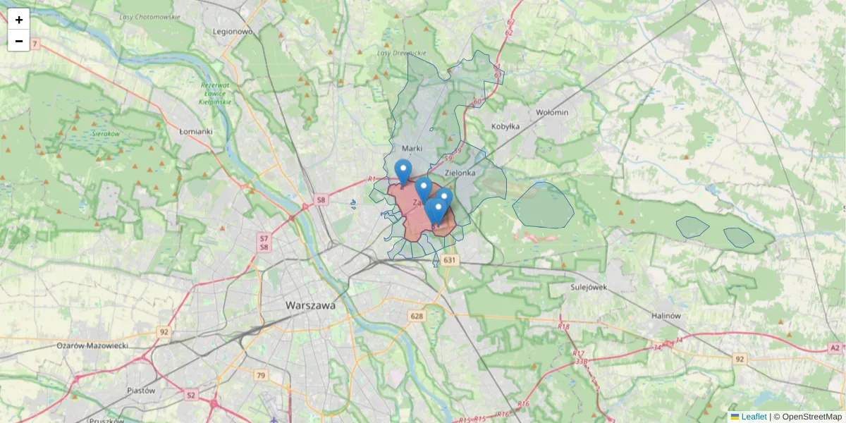 Szczegółowa mapa kodu pocztowego 05-091 z granicami, sąsiednimi kodami pocztowymi i urzędami pocztowymi