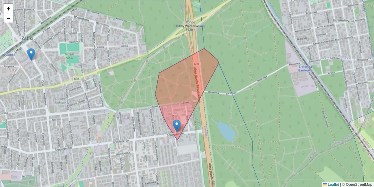 Szczegółowa mapa kodu pocztowego 05-098 z granicami, sąsiednimi kodami pocztowymi i urzędami pocztowymi