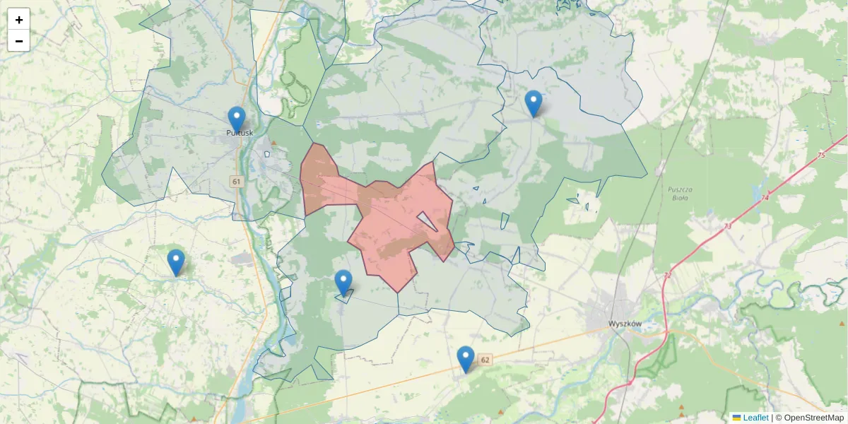 Szczegółowa mapa kodu pocztowego 07-214 z granicami, sąsiednimi kodami pocztowymi i urzędami pocztowymi