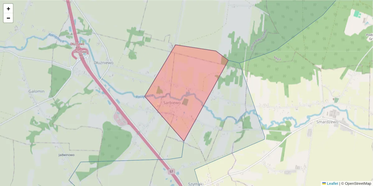Szczegółowa mapa kodu pocztowego 09-104 z granicami, sąsiednimi kodami pocztowymi i urzędami pocztowymi