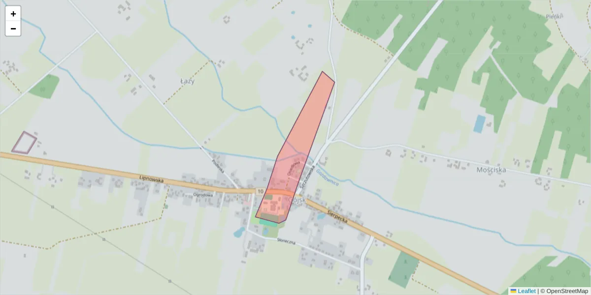 Szczegółowa mapa kodu pocztowego 09-216 z granicami, sąsiednimi kodami pocztowymi i urzędami pocztowymi
