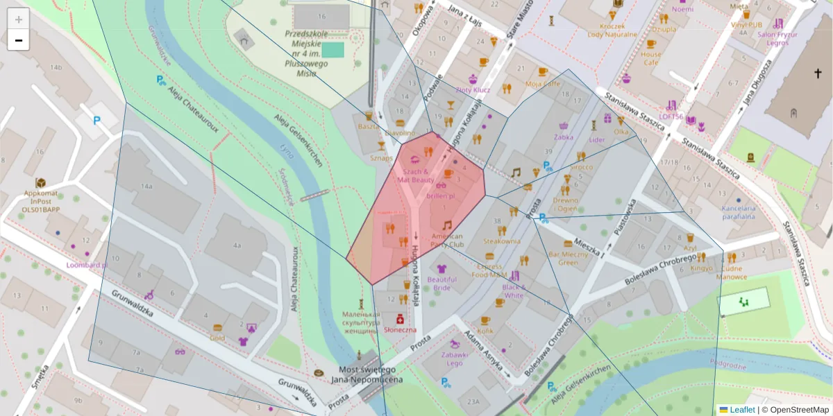 Szczegółowa mapa kodu pocztowego 10-035 z granicami, sąsiednimi kodami pocztowymi i urzędami pocztowymi