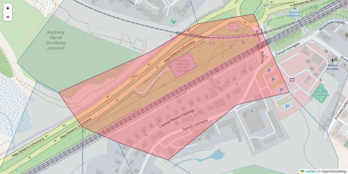 Szczegółowa mapa kodu pocztowego 10-069 z granicami, sąsiednimi kodami pocztowymi i urzędami pocztowymi