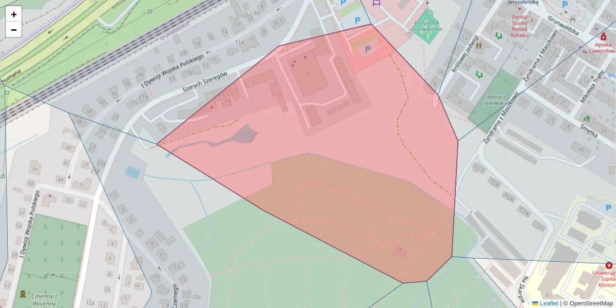 Szczegółowa mapa kodu pocztowego 10-072 z granicami, sąsiednimi kodami pocztowymi i urzędami pocztowymi