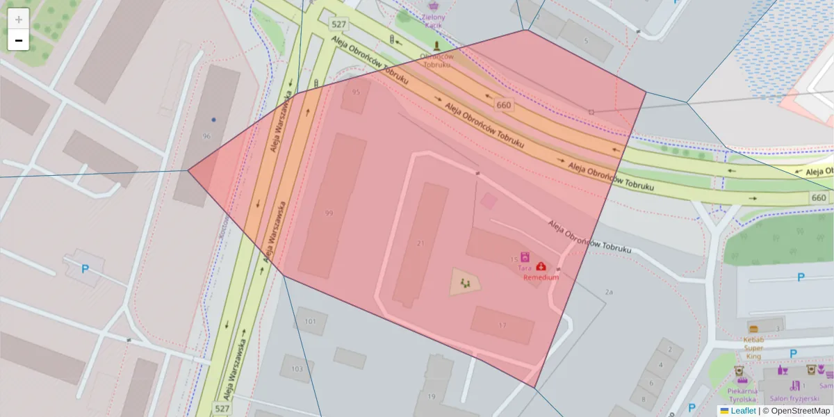Szczegółowa mapa kodu pocztowego 10-092 z granicami, sąsiednimi kodami pocztowymi i urzędami pocztowymi
