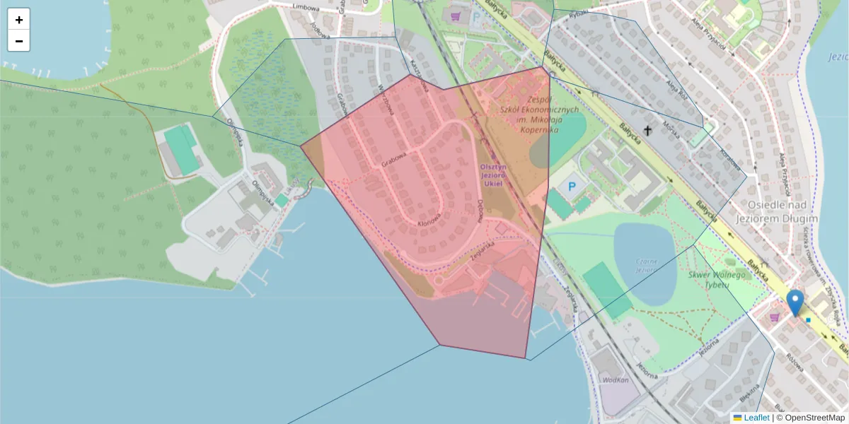Szczegółowa mapa kodu pocztowego 10-156 z granicami, sąsiednimi kodami pocztowymi i urzędami pocztowymi