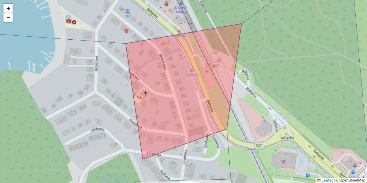 Szczegółowa mapa kodu pocztowego 10-179 z granicami, sąsiednimi kodami pocztowymi i urzędami pocztowymi