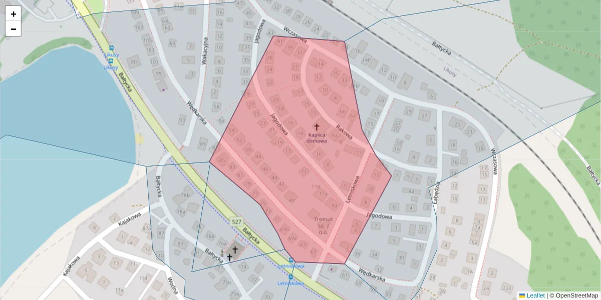 Szczegółowa mapa kodu pocztowego 10-186 z granicami, sąsiednimi kodami pocztowymi i urzędami pocztowymi
