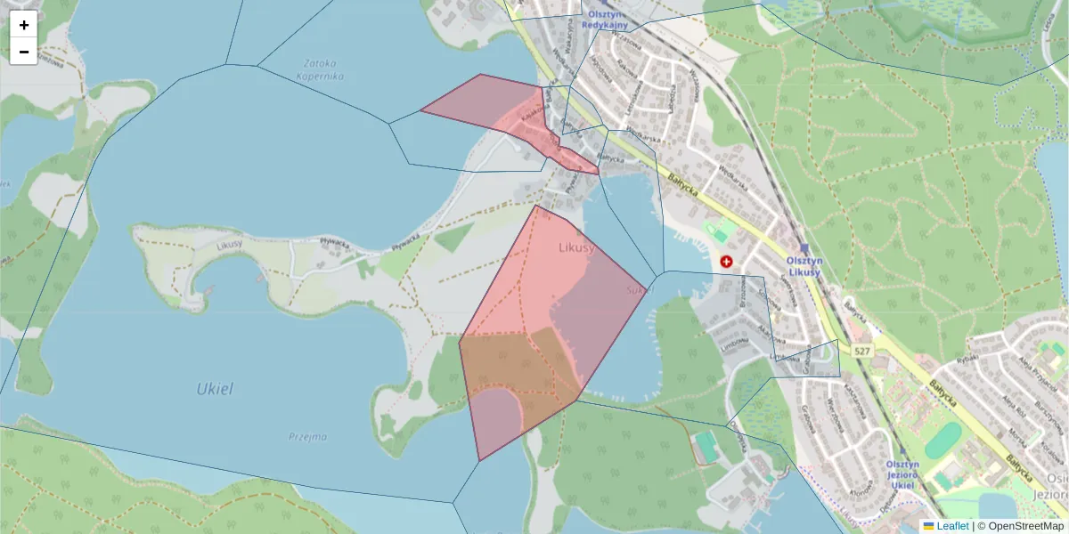 Szczegółowa mapa kodu pocztowego 10-190 z granicami, sąsiednimi kodami pocztowymi i urzędami pocztowymi