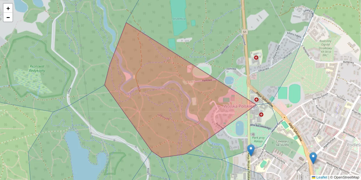 Szczegółowa mapa kodu pocztowego 10-208 z granicami, sąsiednimi kodami pocztowymi i urzędami pocztowymi