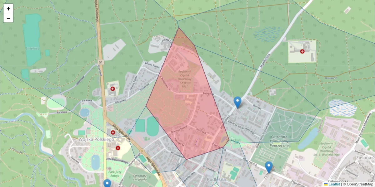 Szczegółowa mapa kodu pocztowego 10-251 z granicami, sąsiednimi kodami pocztowymi i urzędami pocztowymi