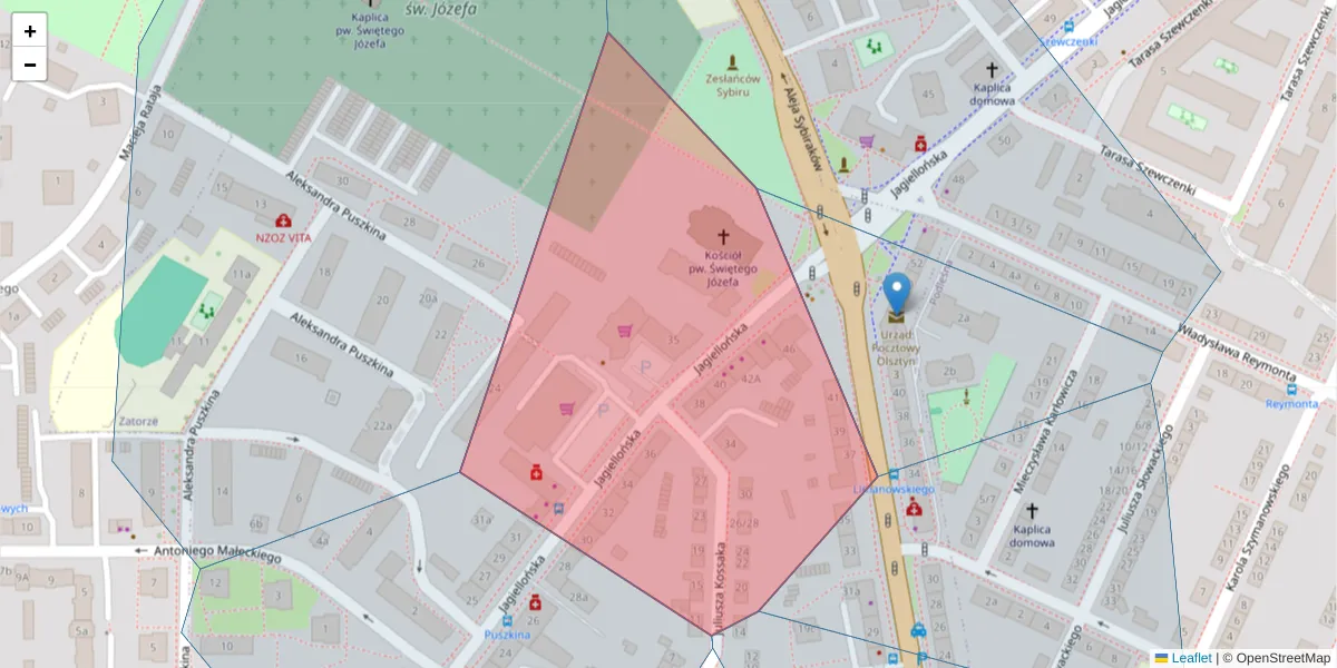 Szczegółowa mapa kodu pocztowego 10-273 z granicami, sąsiednimi kodami pocztowymi i urzędami pocztowymi