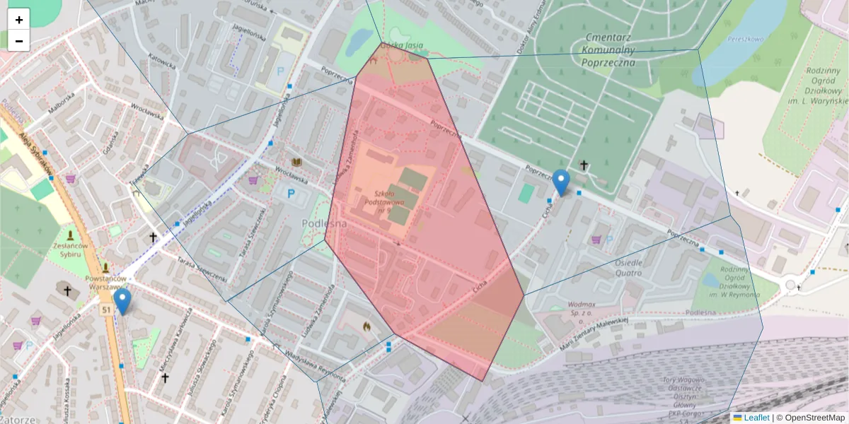Szczegółowa mapa kodu pocztowego 10-280 z granicami, sąsiednimi kodami pocztowymi i urzędami pocztowymi