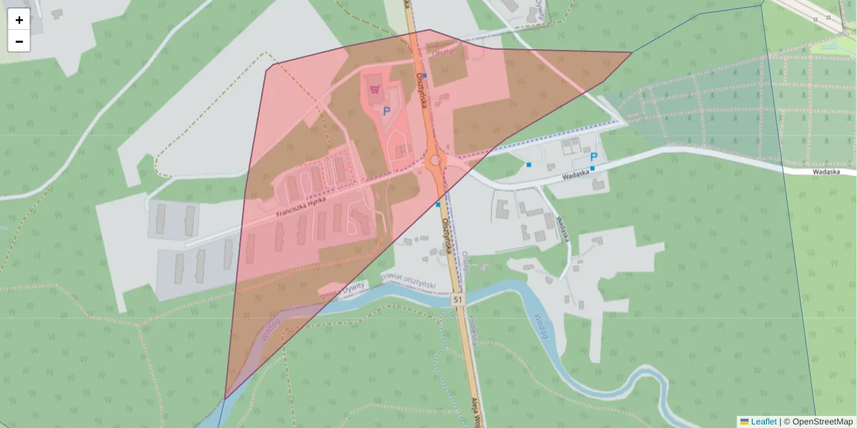Szczegółowa mapa kodu pocztowego 10-290 z granicami, sąsiednimi kodami pocztowymi i urzędami pocztowymi