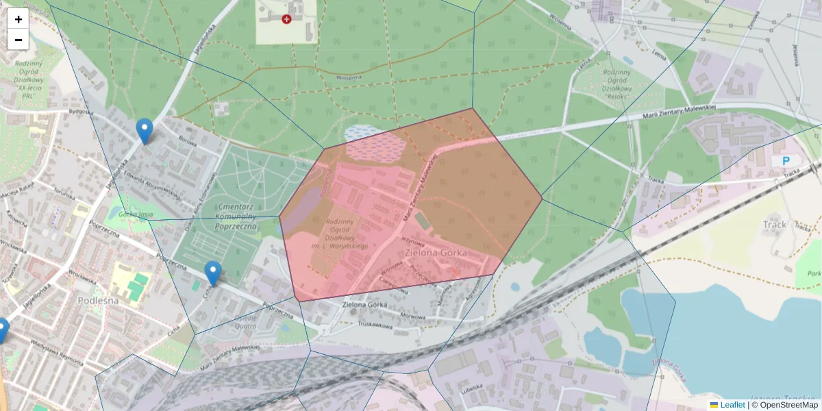 Szczegółowa mapa kodu pocztowego 10-308 z granicami, sąsiednimi kodami pocztowymi i urzędami pocztowymi