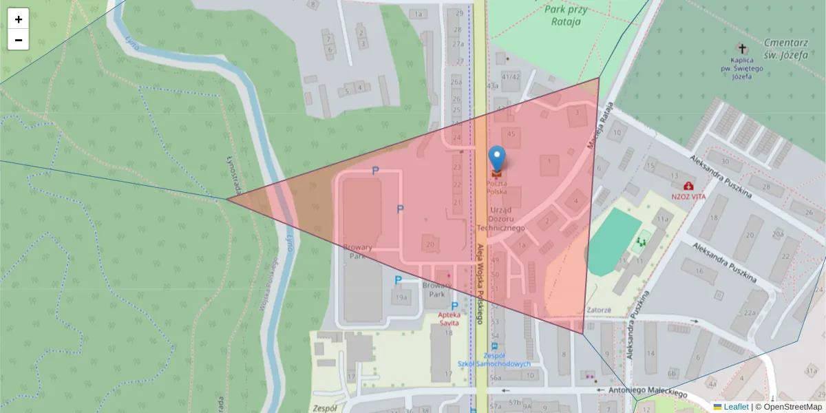 Szczegółowa mapa kodu pocztowego 10-334 z granicami, sąsiednimi kodami pocztowymi i urzędami pocztowymi