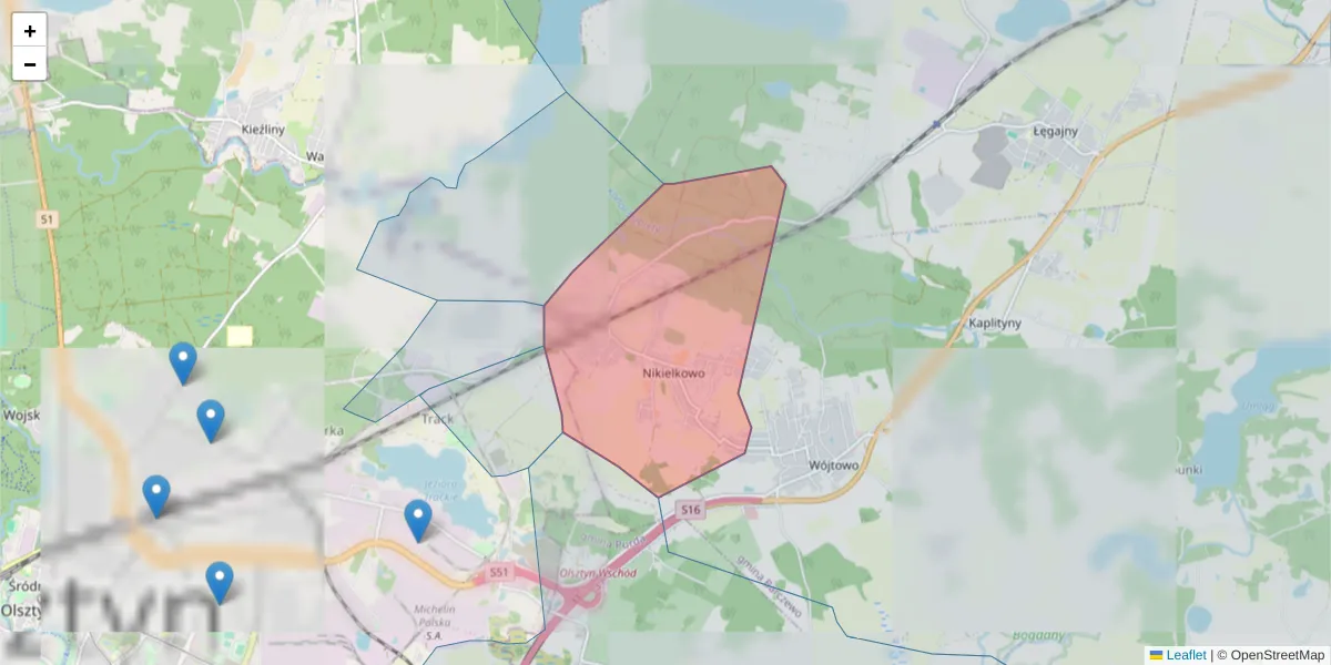 Szczegółowa mapa kodu pocztowego 10-376 z granicami, sąsiednimi kodami pocztowymi i urzędami pocztowymi