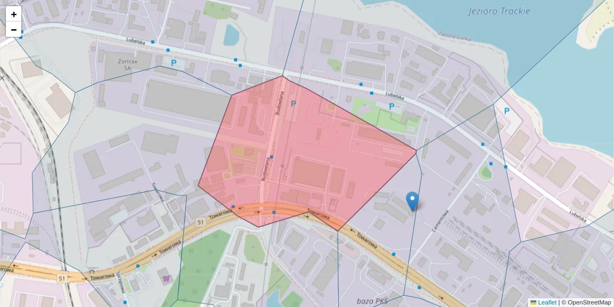 Szczegółowa mapa kodu pocztowego 10-424 z granicami, sąsiednimi kodami pocztowymi i urzędami pocztowymi