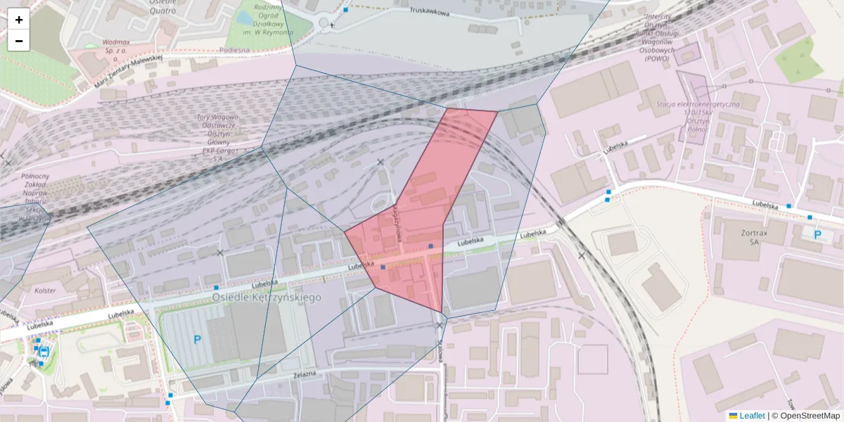 Szczegółowa mapa kodu pocztowego 10-426 z granicami, sąsiednimi kodami pocztowymi i urzędami pocztowymi