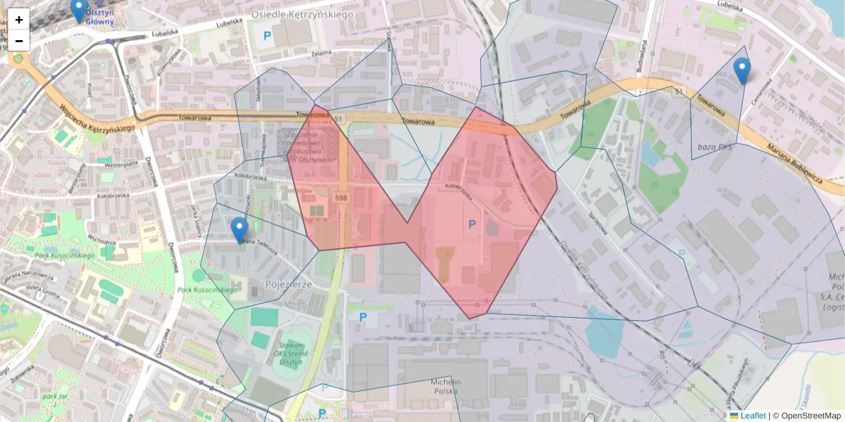 Szczegółowa mapa kodu pocztowego 10-434 z granicami, sąsiednimi kodami pocztowymi i urzędami pocztowymi