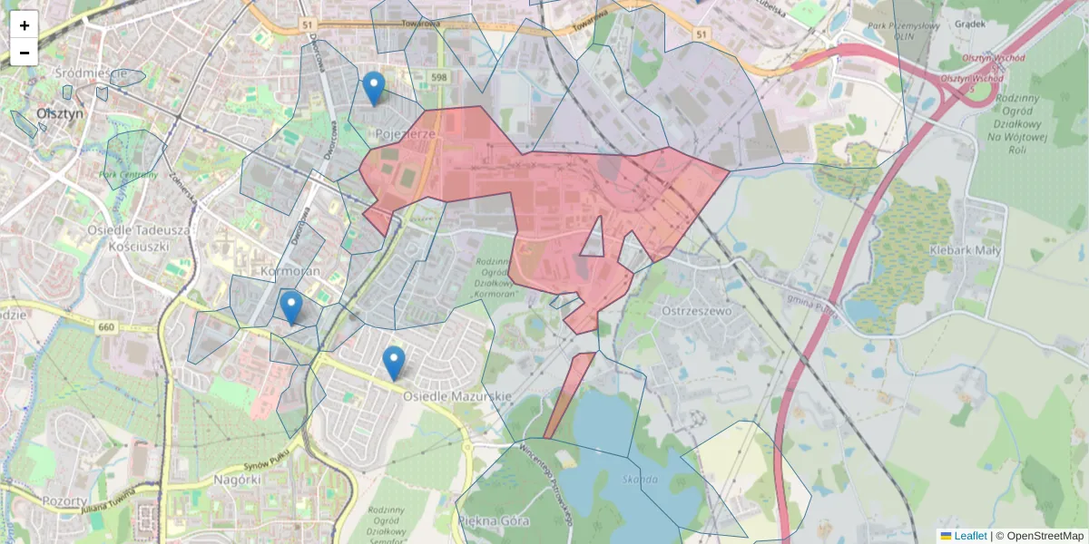 Szczegółowa mapa kodu pocztowego 10-449 z granicami, sąsiednimi kodami pocztowymi i urzędami pocztowymi