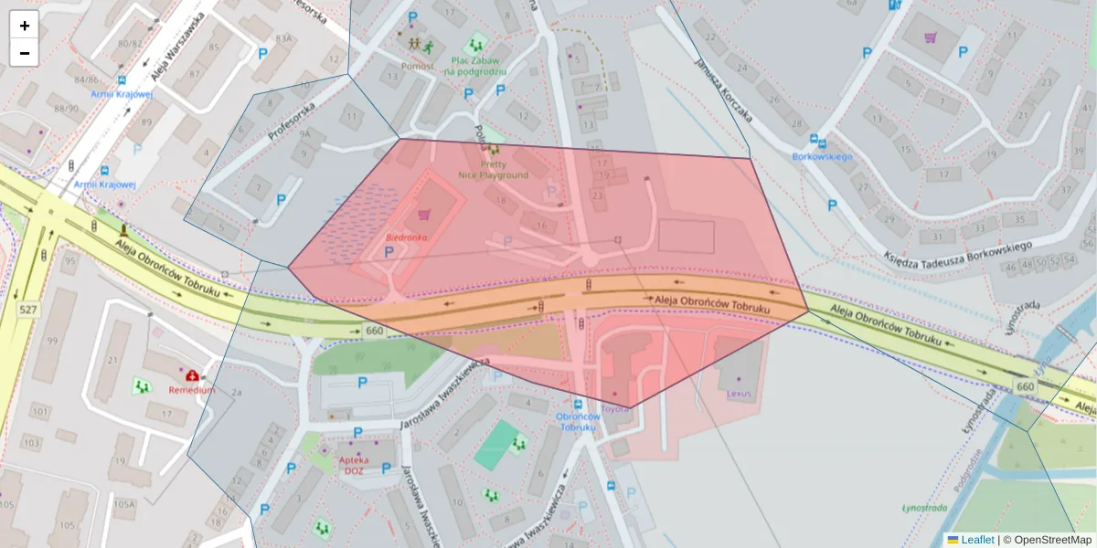 Szczegółowa mapa kodu pocztowego 10-607 z granicami, sąsiednimi kodami pocztowymi i urzędami pocztowymi