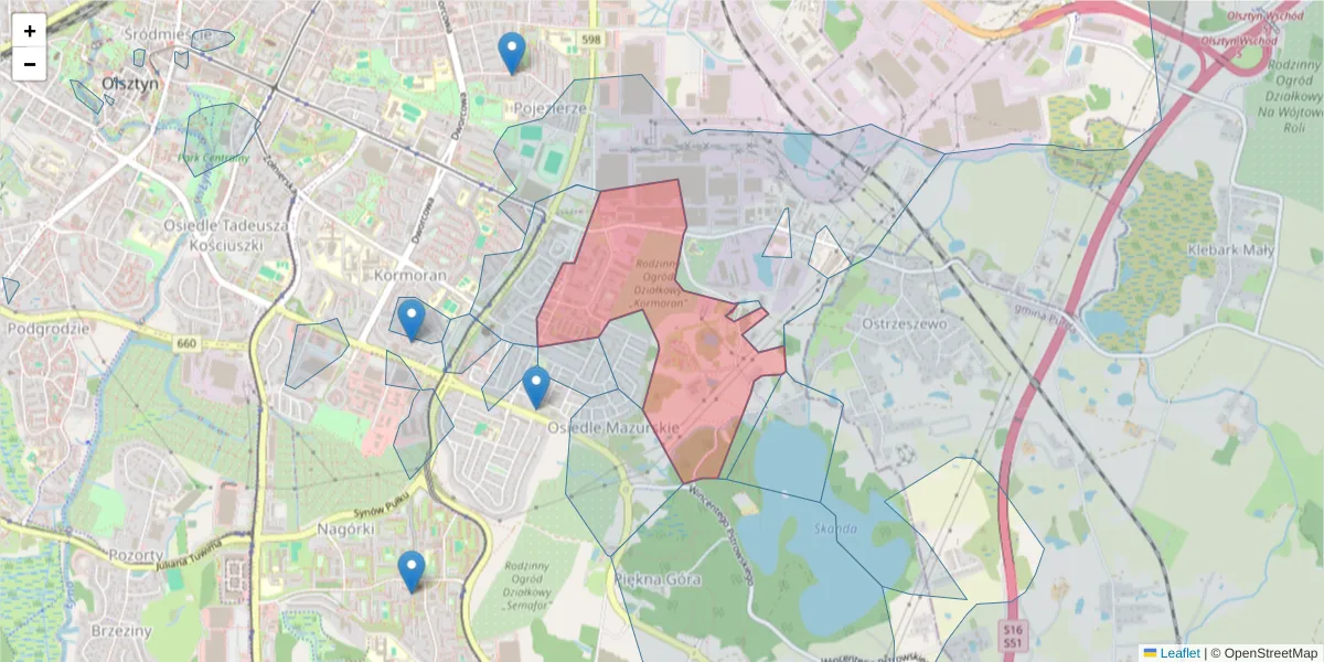Szczegółowa mapa kodu pocztowego 10-683 z granicami, sąsiednimi kodami pocztowymi i urzędami pocztowymi