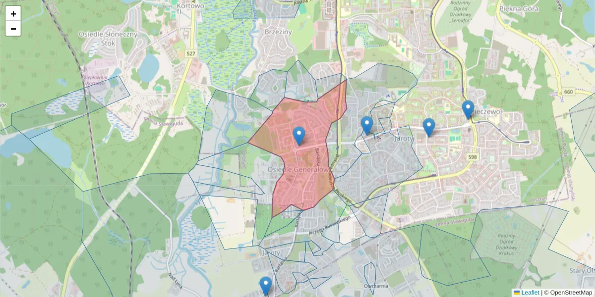 Szczegółowa mapa kodu pocztowego 10-693 z granicami, sąsiednimi kodami pocztowymi i urzędami pocztowymi