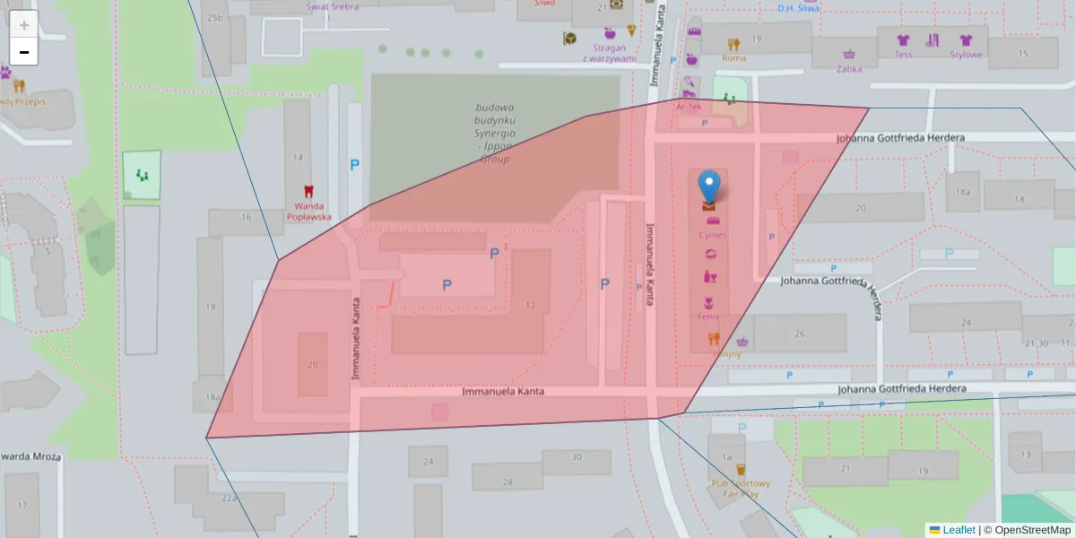 Szczegółowa mapa kodu pocztowego 10-695 z granicami, sąsiednimi kodami pocztowymi i urzędami pocztowymi