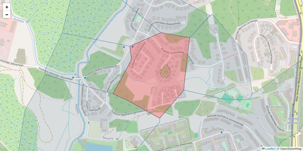 Szczegółowa mapa kodu pocztowego 10-752 z granicami, sąsiednimi kodami pocztowymi i urzędami pocztowymi