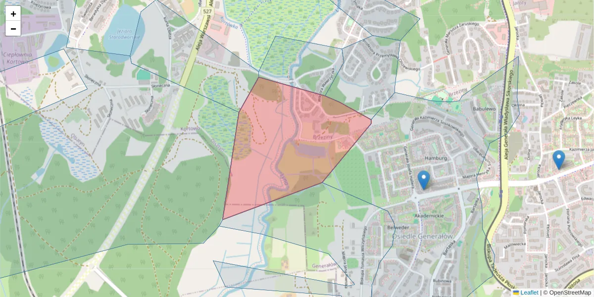 Szczegółowa mapa kodu pocztowego 10-755 z granicami, sąsiednimi kodami pocztowymi i urzędami pocztowymi