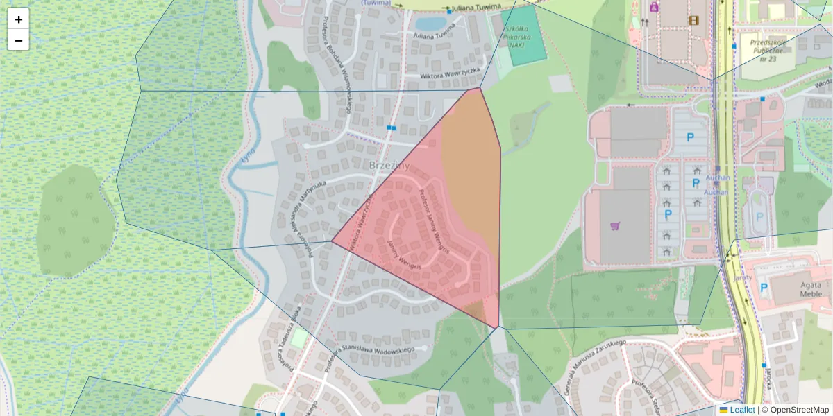 Szczegółowa mapa kodu pocztowego 10-765 z granicami, sąsiednimi kodami pocztowymi i urzędami pocztowymi