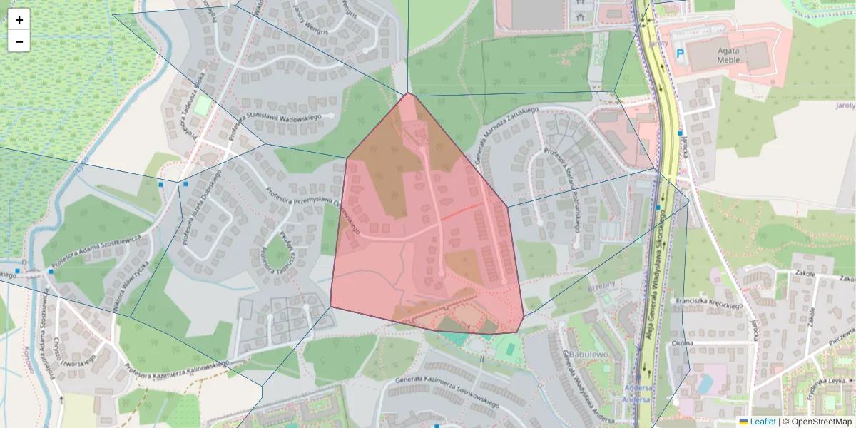 Szczegółowa mapa kodu pocztowego 10-769 z granicami, sąsiednimi kodami pocztowymi i urzędami pocztowymi